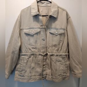 Beige Drawstring Utility Jacket - Women